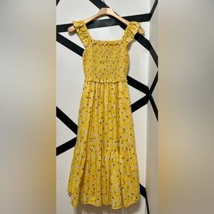 Kate Spade Fleurette Toss Voile Smocked Dress Yellow Floral Summer XS